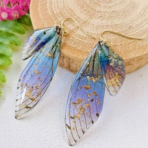 Butterfly Wings Handmade Crystal Gold Foil Earrings